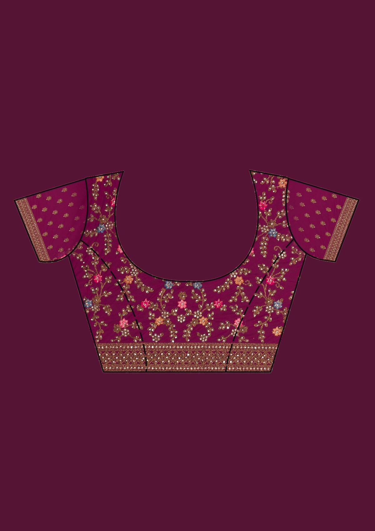 Rani Pink Zariwork Net Saree