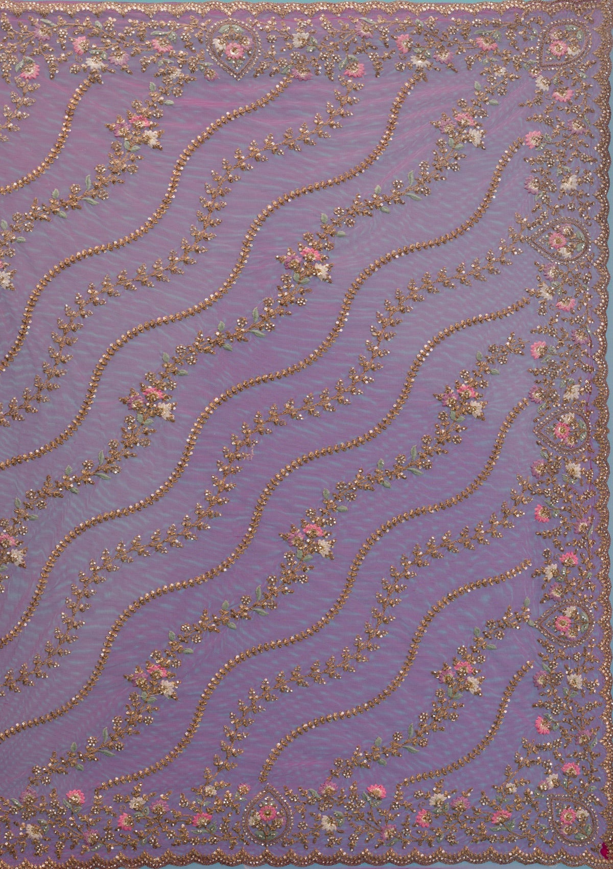 Rani Pink Zariwork Net Saree