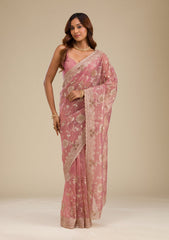 Pink Zariwork Tissue Saree