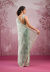 Sea Green Mirrorwork Georgette Saree