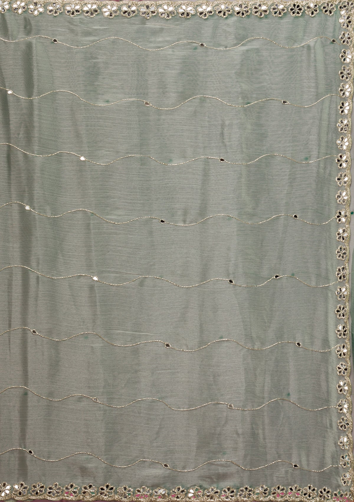 Sea Green Mirrorwork Georgette Saree