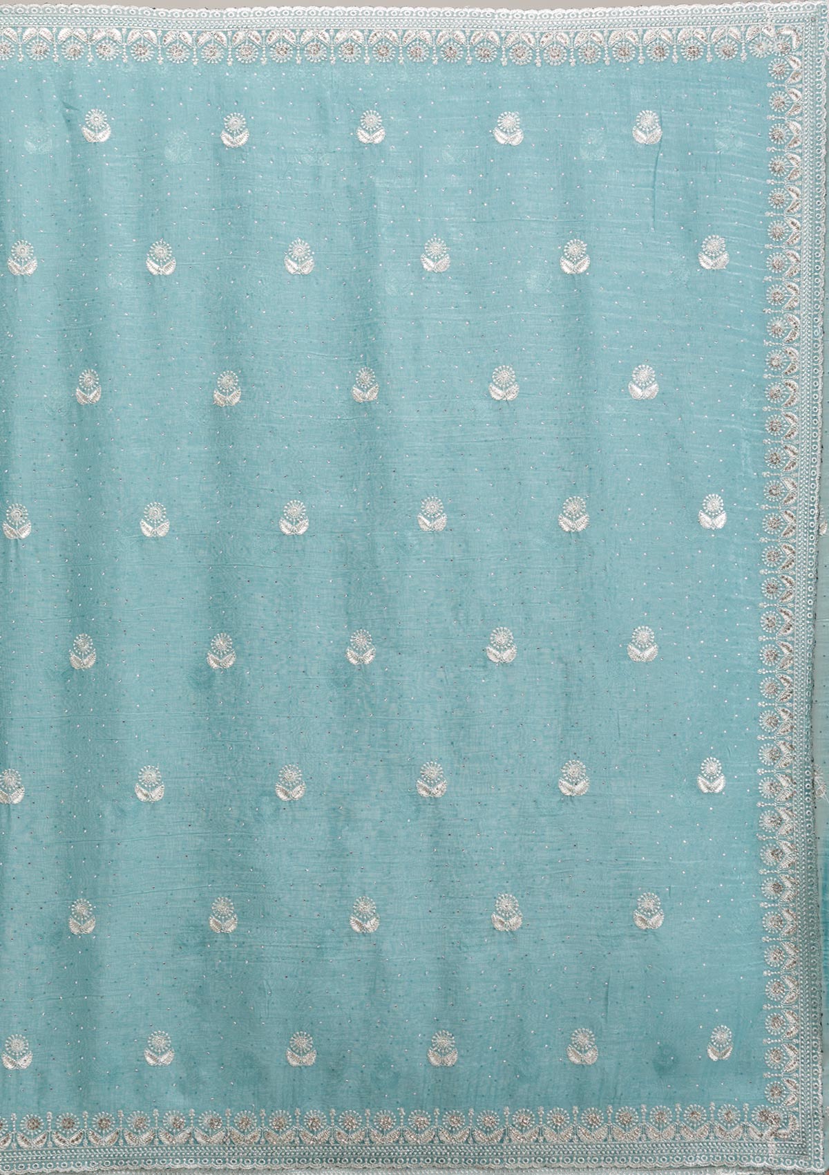 Sea Green Zariwork Tissue Saree