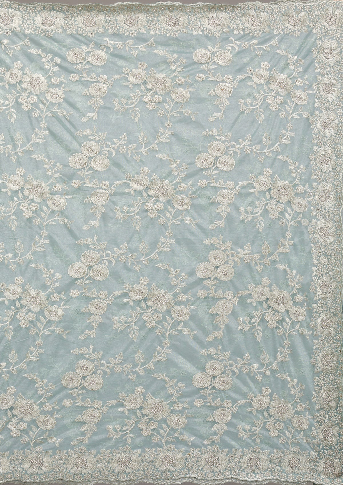 Turquoise Blue Zariwork Tissue Saree