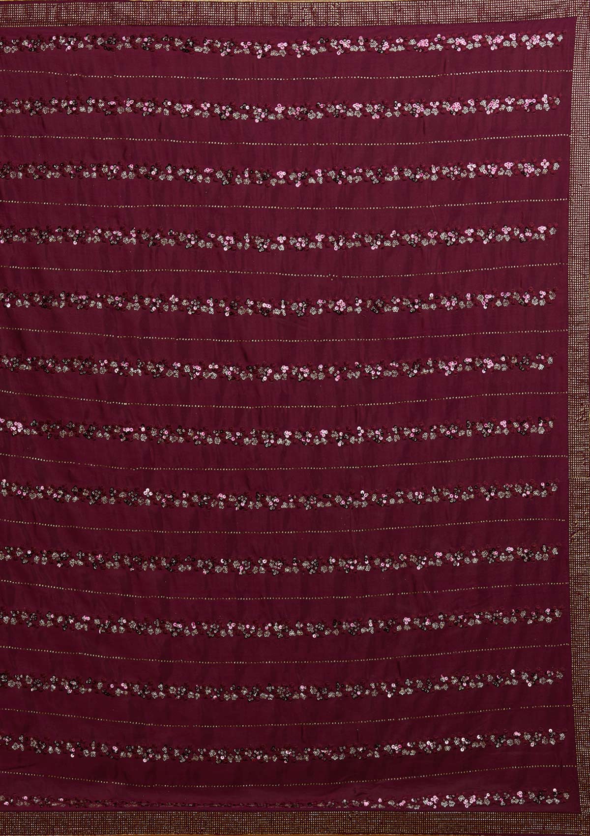 Wine Swarovski Semi Crepe Designer Saree